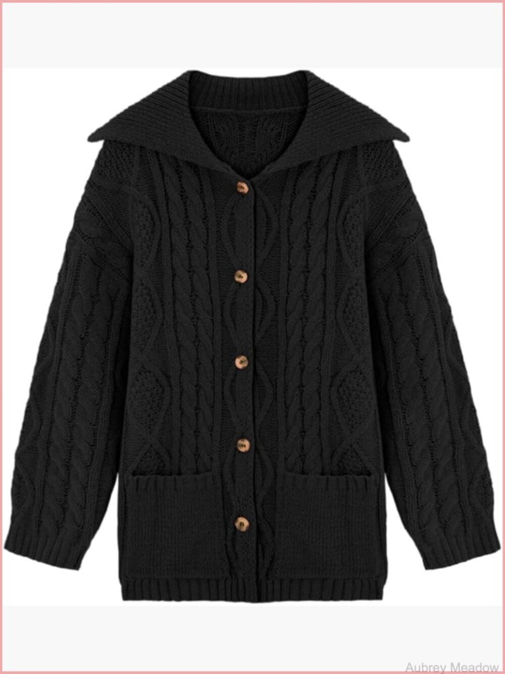 Oversized Cable Knit Cardigan Sweater Open Front Long Sleeve